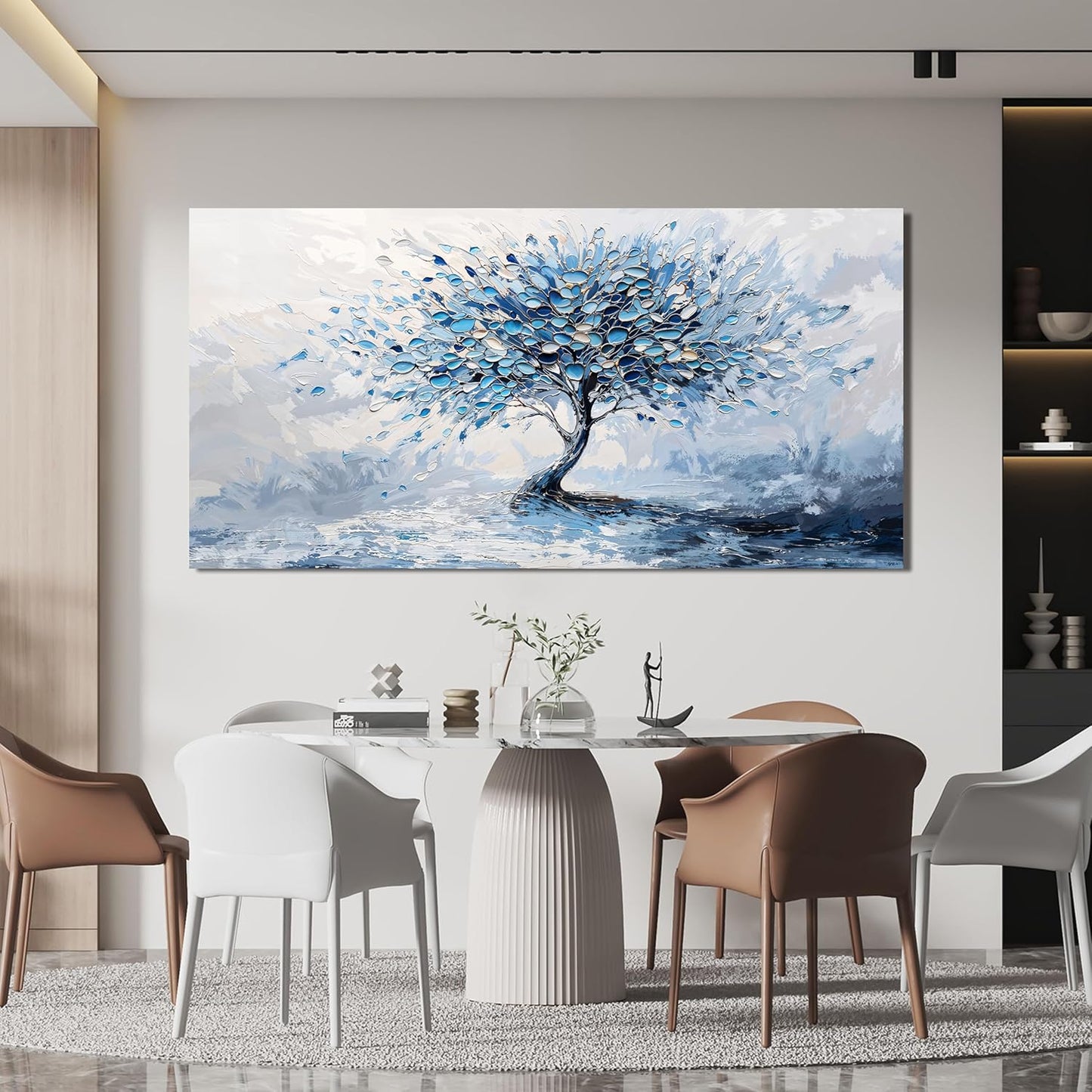 Canvas Wall Art Decor Modern Blue White Wall Art Prints Canvas Art Wall Decor Wall Art Pictures for Living Room Artwork for Walls Abstract Art Tree of Life Wall Art Bedroom Office Decor 20" X 40"