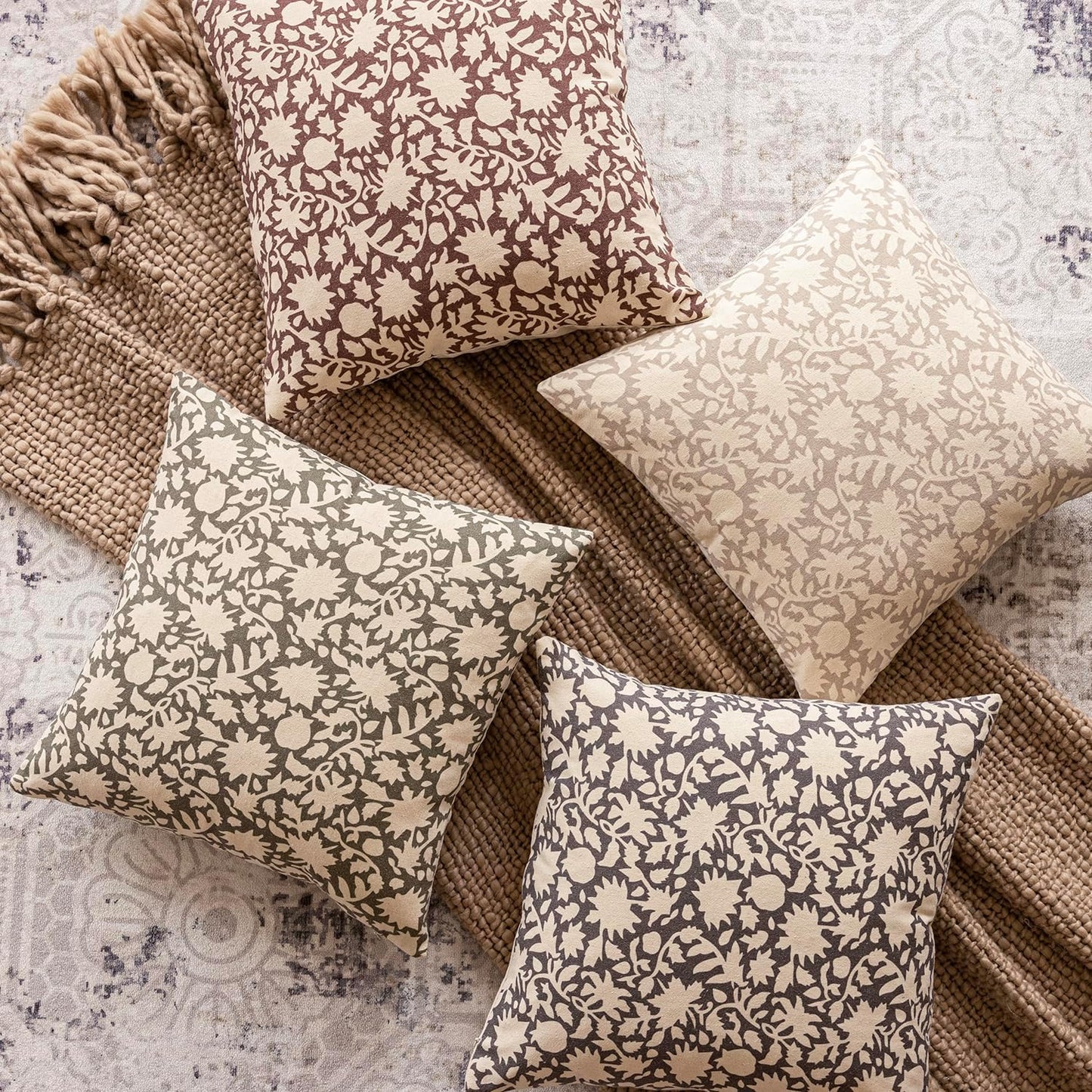 Foindtower Set of 2 Decorative Floral Long Body Lumbar Throw Pillow Covers Accent Farmhouse Cushion Cover Neutral Pillowcase For Couch Sofa Bedroom Living Room Home Decor Outdoor,14×36 Inch,Sage Green