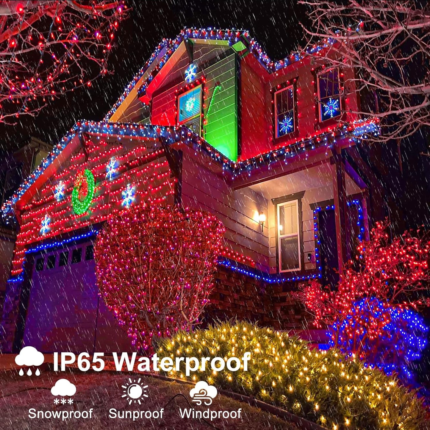 2 Pack Christmas Lights Outdoor, Total 200FT 600LED Christmas String Lights with 8 Modes Waterproof, Green Wire Twinkle Tree Lights for Indoor Room Patio Yard Xmas Party Decorations, Red