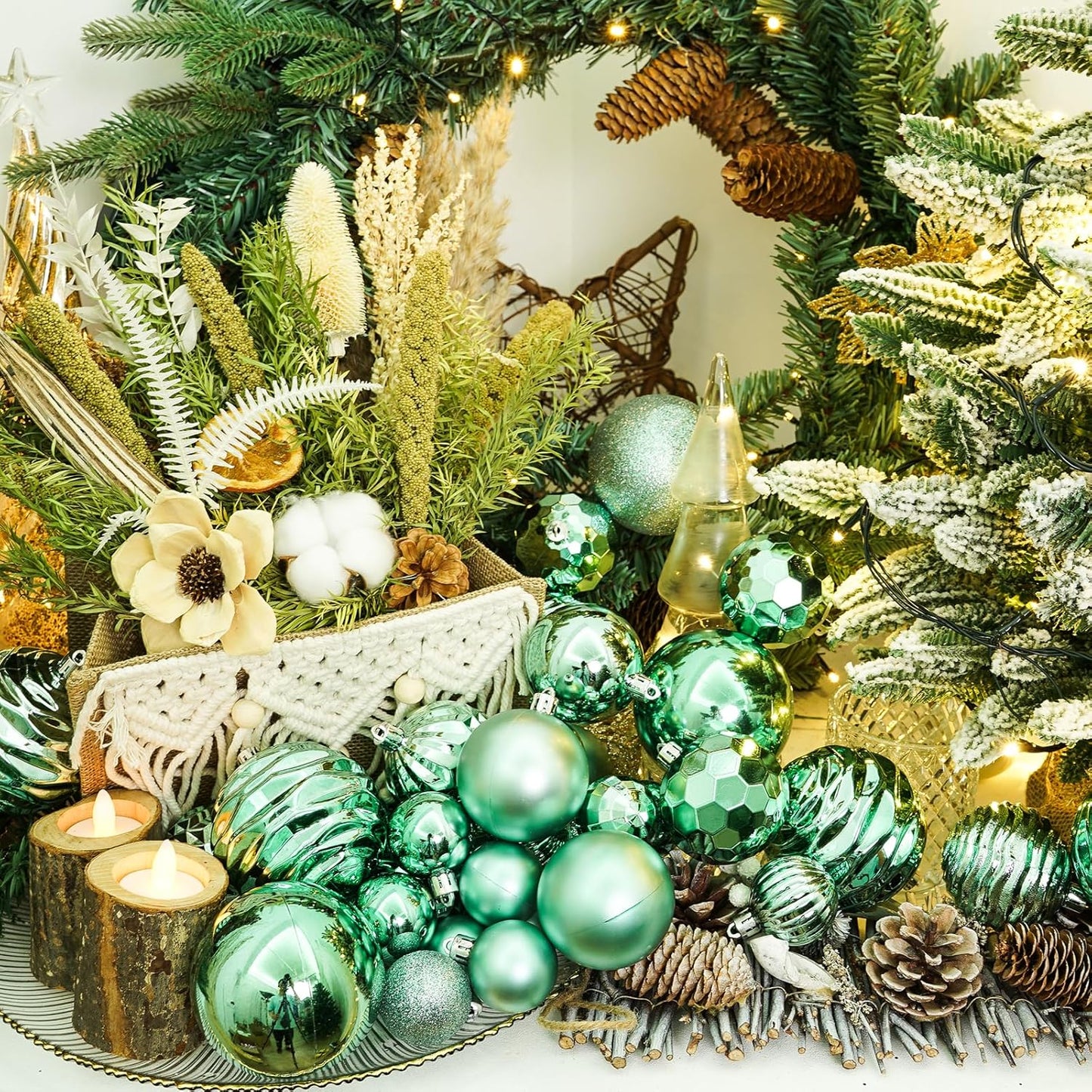 XmasExp Christmas Ball Ornaments (1.57", Mint Green) 24ct Christmas Ball Ornaments Shatterproof Xmas Tree Hanging Balls Decorations Perfect for Holiday Wedding Christmas Decor