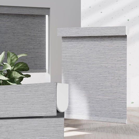 Blackout Roller Shades for Indoor Windows, Cordless Jacquard Fabric-Matched Roller Blinds, Easy to Install Privacy UV Protection Roll Up Blinds for Home Office, Grey, 23" W x 72" H