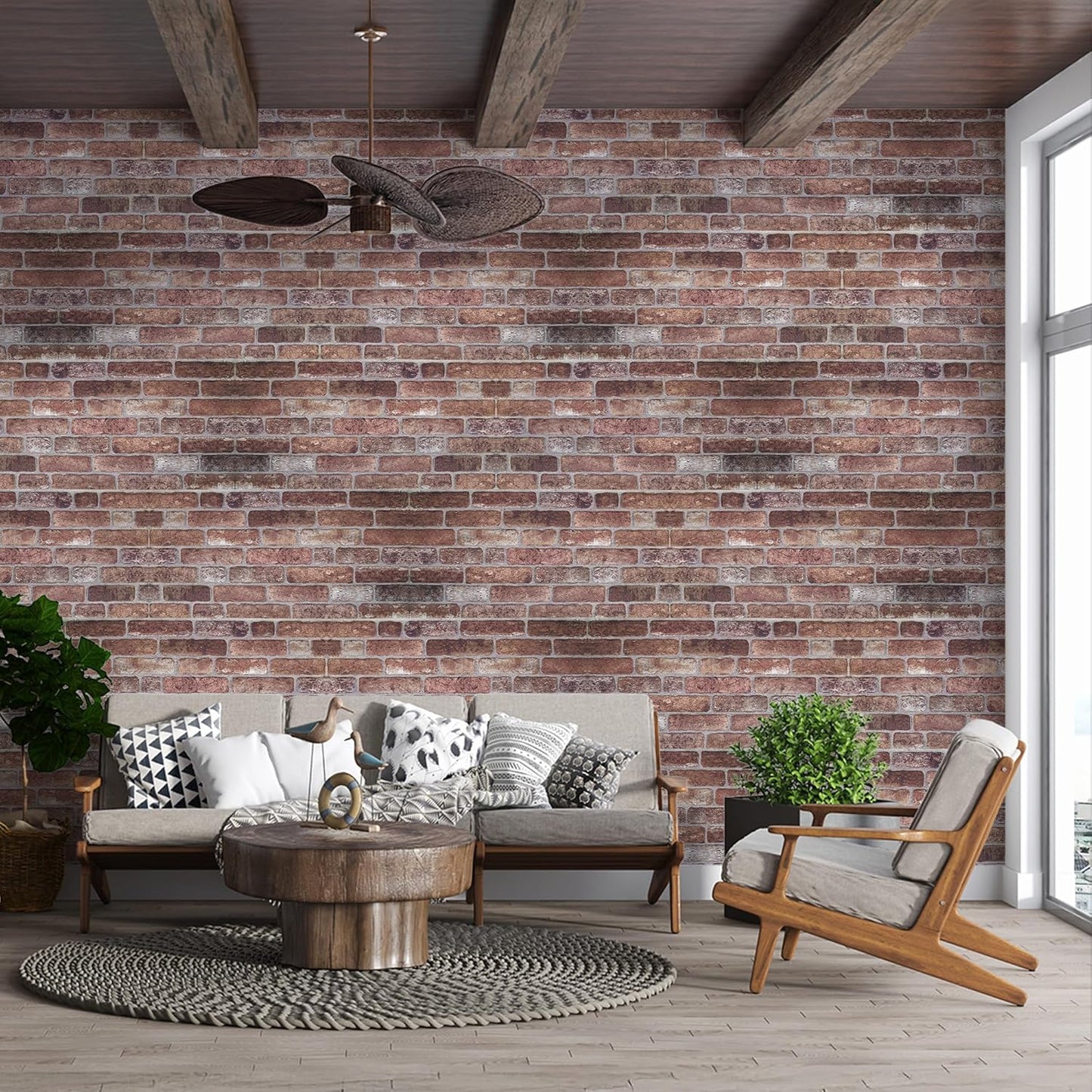 IZODEKOR 3D Wall Panels Brick Effect - Cladding, Stone Look, Styrofoam Facing for Living Room, Kitchen, Bathroom, Balcony, Bedroom and Back of Counter | Old Castle (3 Piece Panel) | Covers 16 sq ft