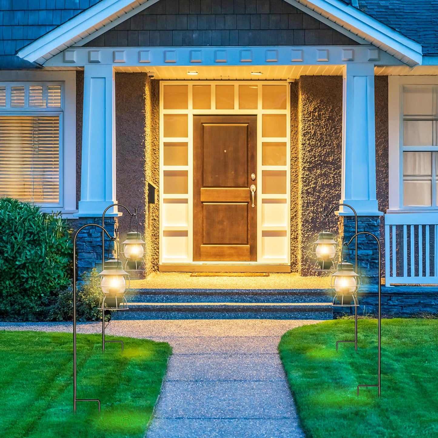 Sorbus® Shepherd's Hooks - Set of 4 Extendable Garden Planter Stakes for Bird Feeders, Outdoor Décor, Plants, Lights, Lanterns, Flower Baskets, and More! Heavy Duty - Up to 6.5 Lbs. (4 Pack)