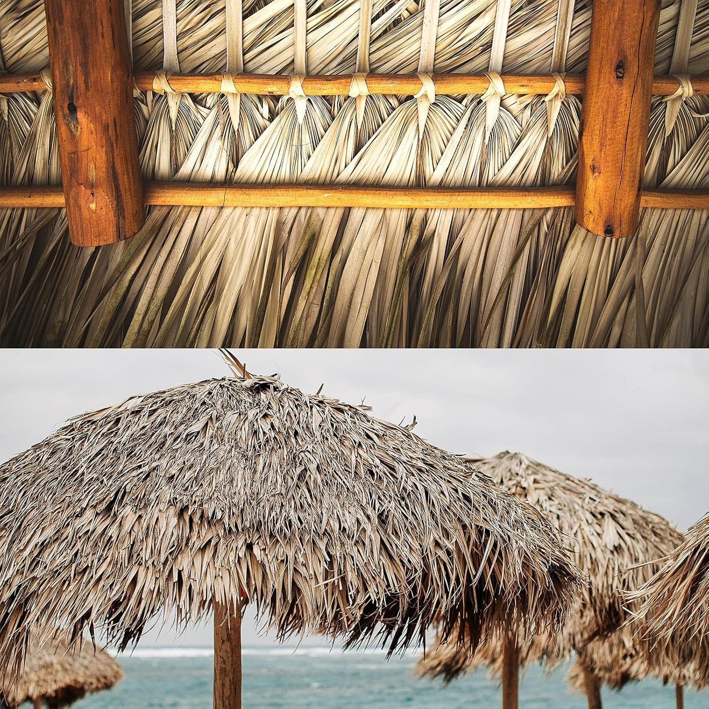49.2ft Tiki Straw Roof–Mexican Style Artificial Palm Thatch Rolls,Tiki Bar Hut Grass Duck Boat Blinds Grass Runner Rolls Palapa Thatch Roofing for Garden Patio Umbrella Covers Fence Party Decoration