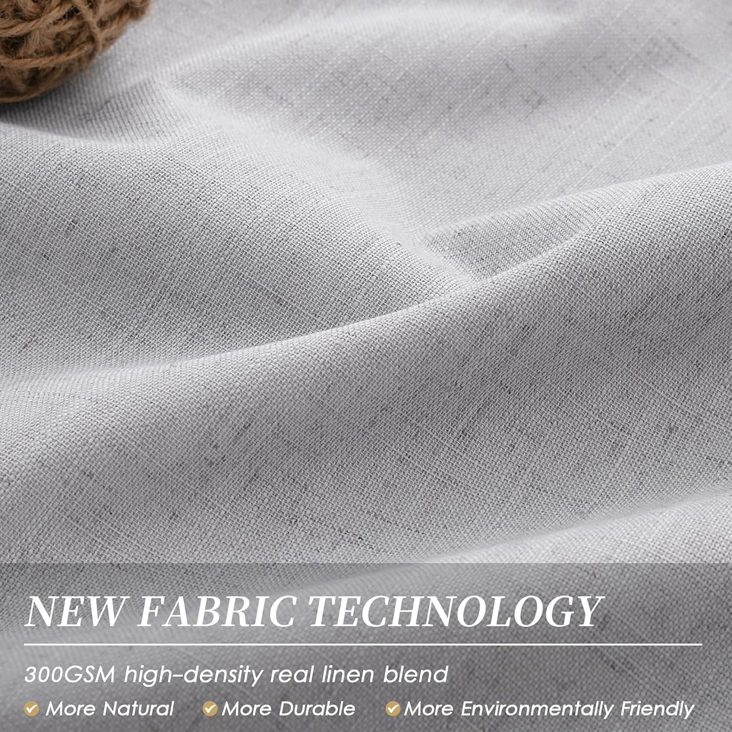 Natural Linen Black Out Curtains 108 Inches Long 2 Panels Set Back Tab Grey Room Darkening Curtains 100% Blackout Light Gray Thermal Insulated Drapes for Living Dining Room Patio Door Large Window