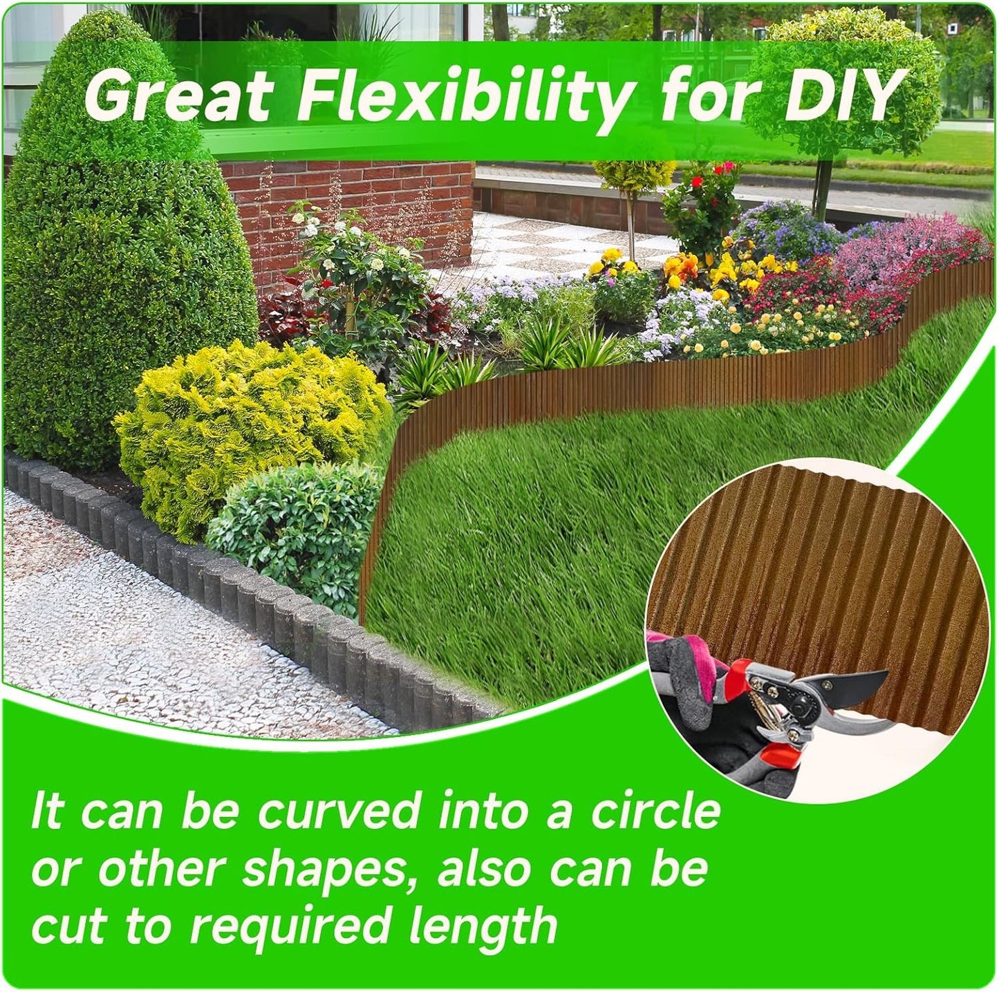 Corrugated Garden Edging,6"×40Ft Pre-Rusted Landscape Edging & Lawn Edging Border,Metal Garden Border for Flower Beds,Garden,Lawn,Raised Beds & Tree Surrounds