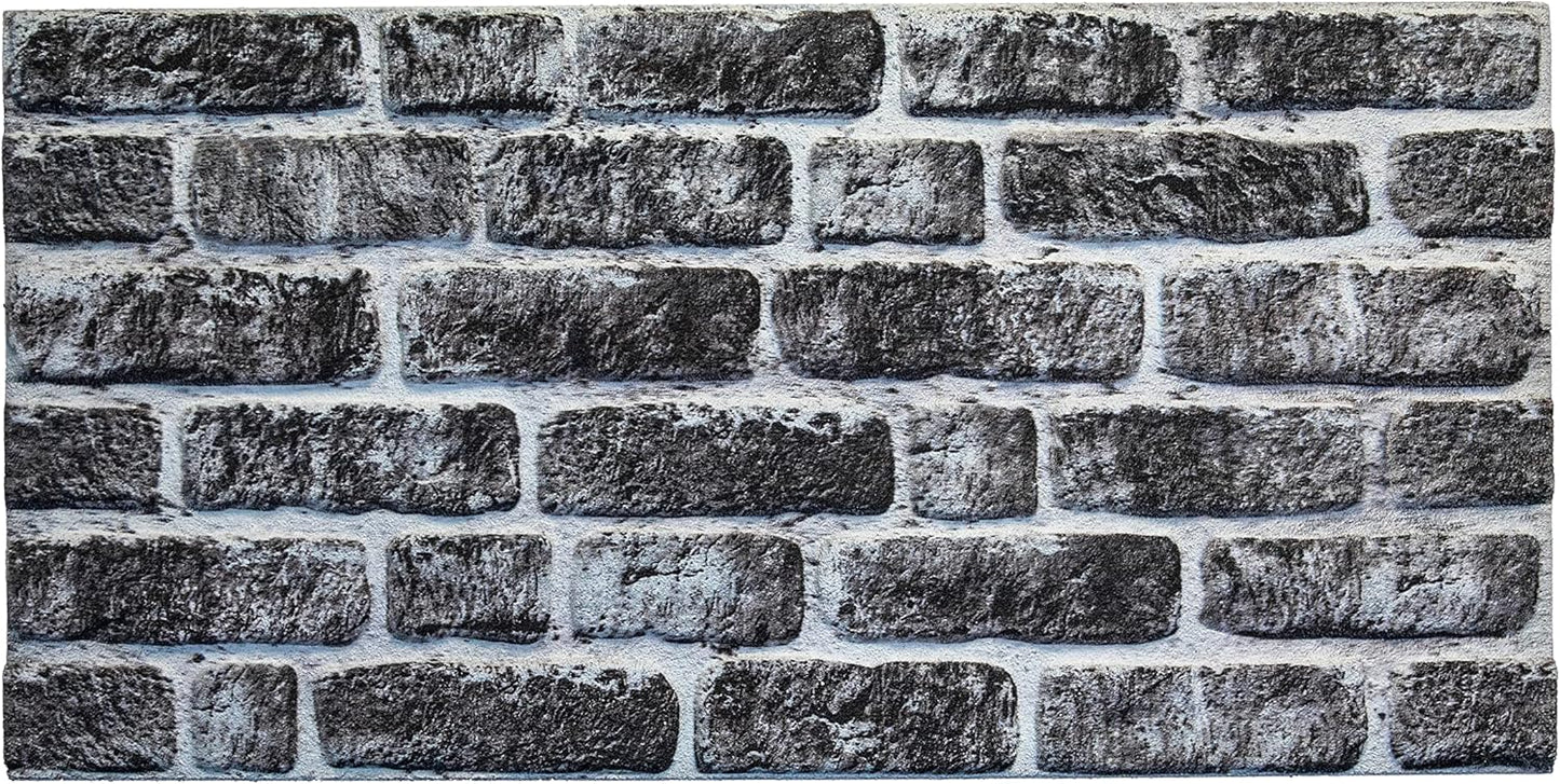 Dundee Deco 3D Wall Panels Faux Brick - Cladding, Charcoal White Stone Look Wall Paneling, Styrofoam Facing for Living Room, Kitchen, Bathroom, Balcony, Bedroom, Sample, Size 10 x 10 in.