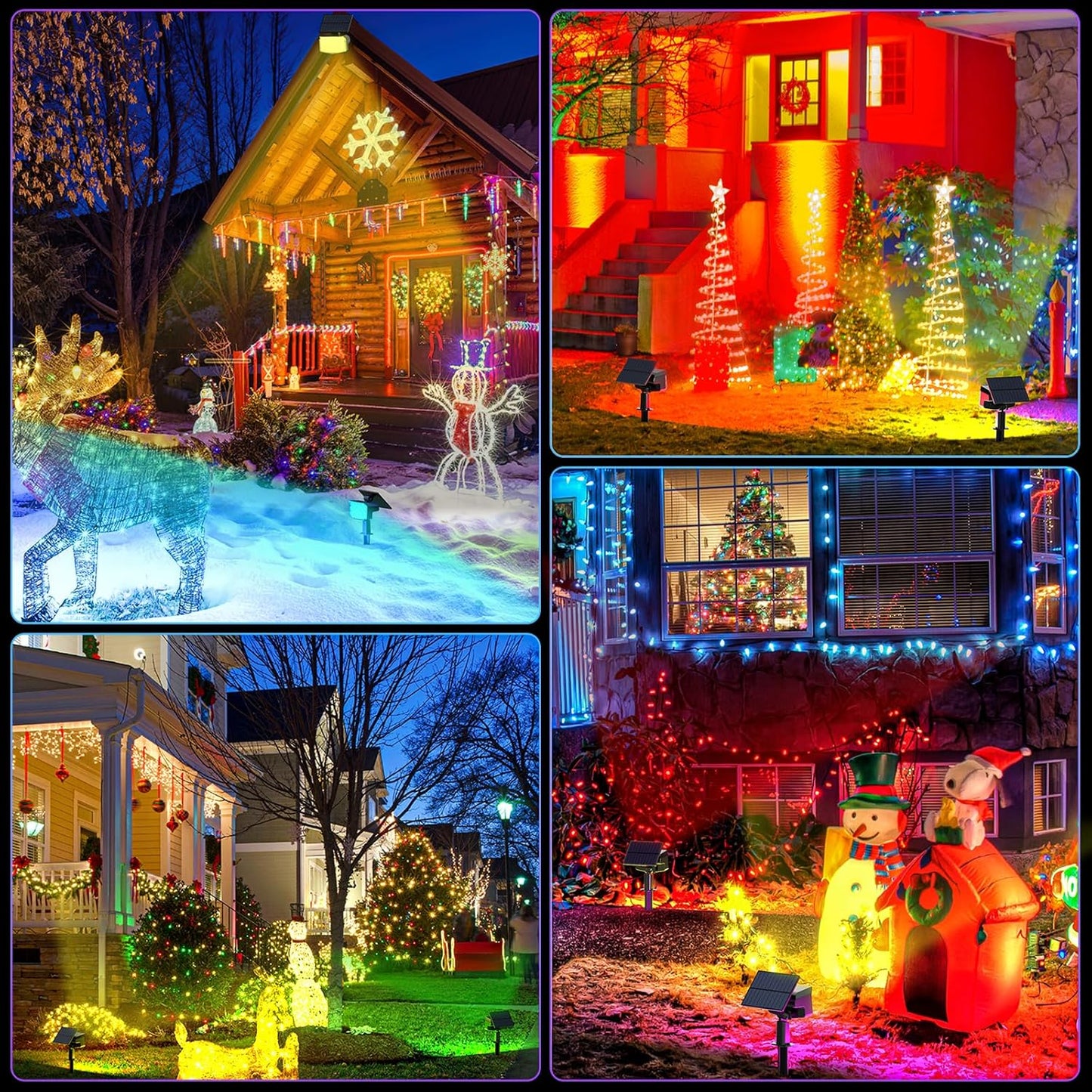 WELALO Solar Color Changing Spot Lights Outdoor, Waterproof Solar Christmas Lights with 9 Modes, Multicolor RGB Landscape Spotlights for Garden Yard Driveway Lawn Patio Pathway Decorations, 6 Pack