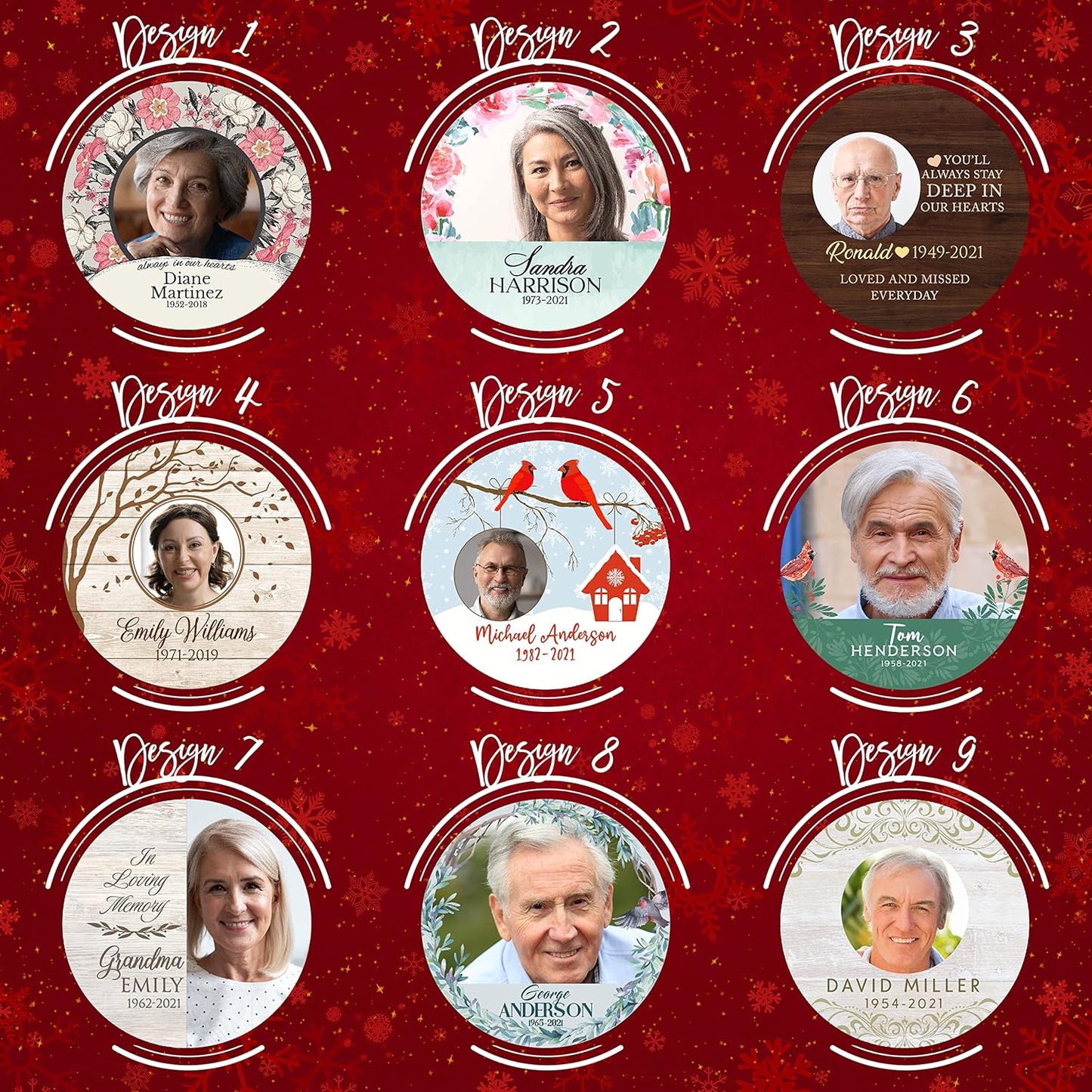 Autumn Tree, Memorial Christmas Ornament Personalized with Photo, Name & Date - Upload Photo & Picture - 7 Designs, Memorial Ornaments Loss of Loved Ones – D4