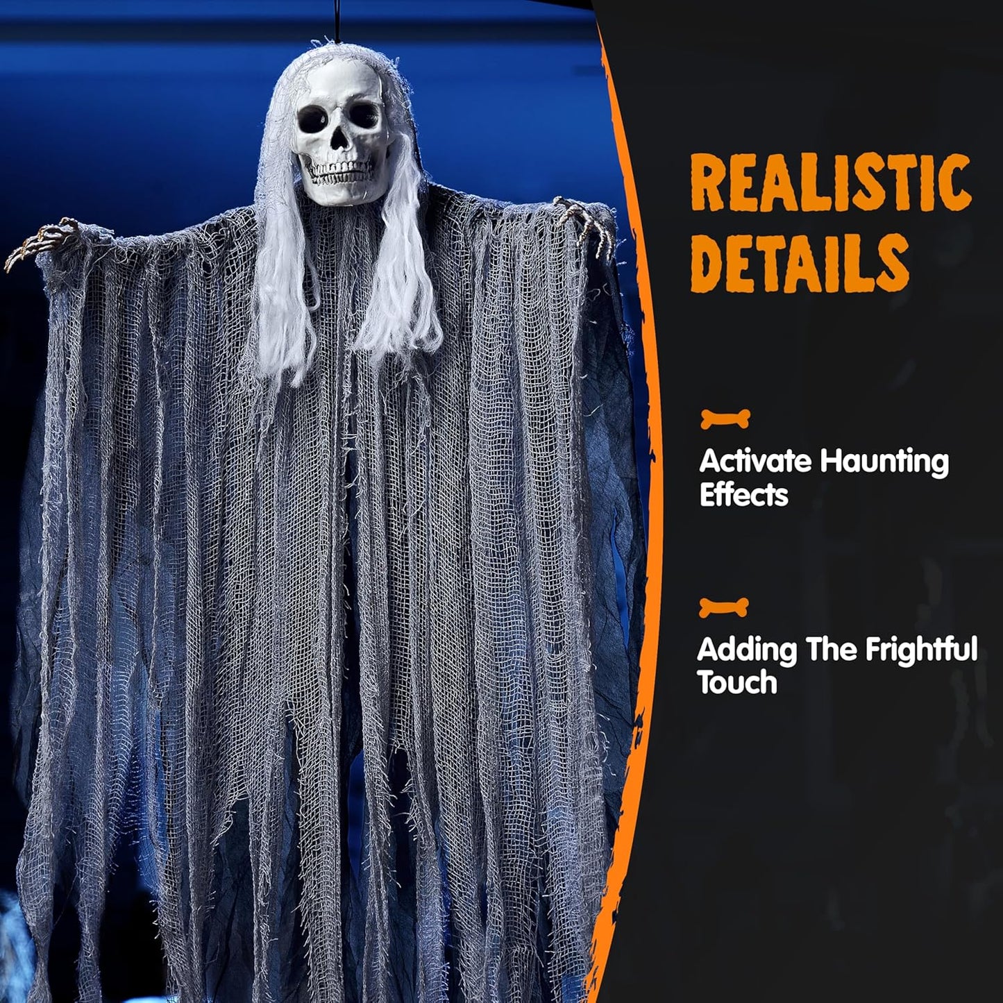 JOYIN 3 Pack Hanging Halloween Skeleton Ghosts Decorations Outdoor, Grim Reapers for Best Halloween Outdoor Decorations, Haunted Haunted House Prop, Party Supplies