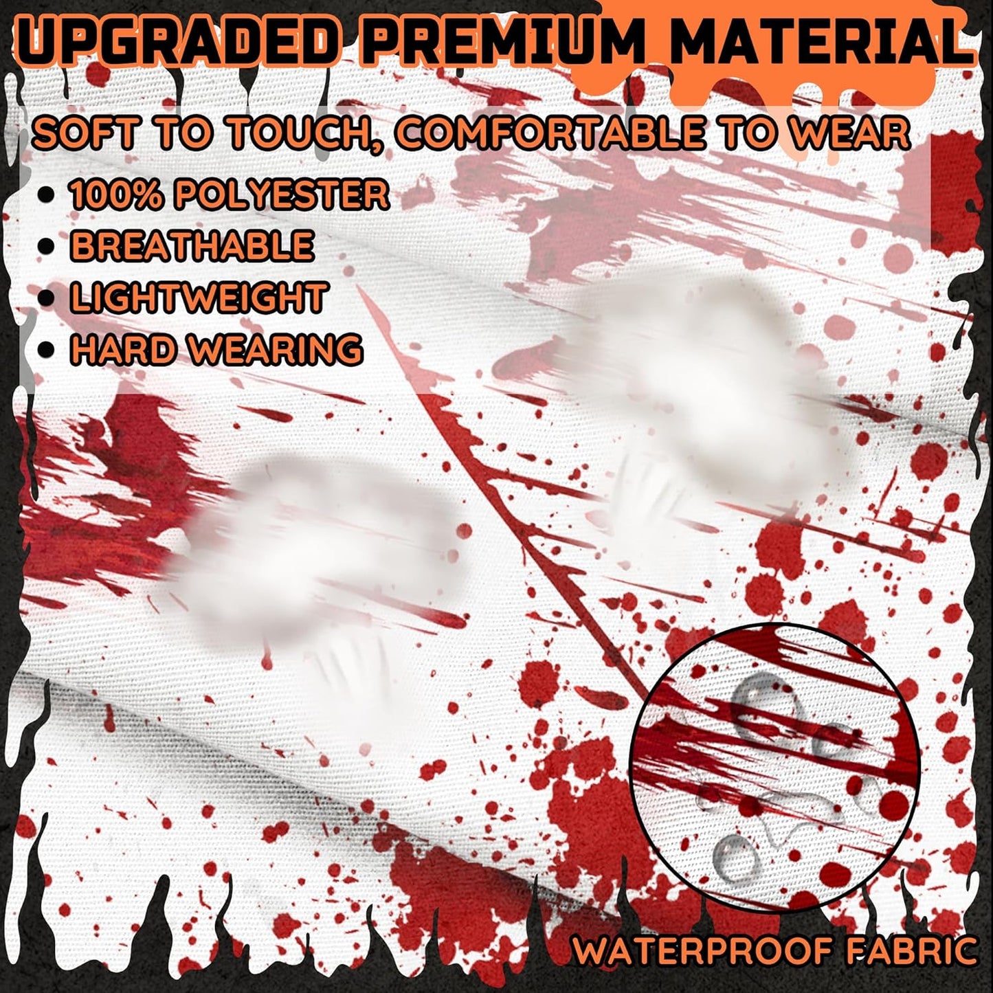 Happy Halloween Horror Apron Unisex, Adjustable Funny Kitchen Apron, Waterproof Scary Bloody Bib Aprons for Cosplay Party