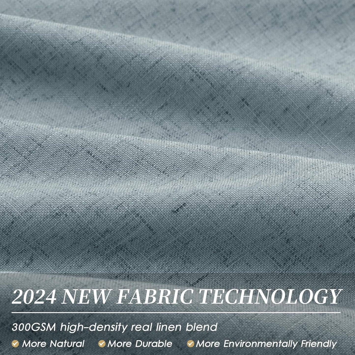 BOODII Room Darkening Curtains 120 Inch Back Tab Thermal Insulated Black Out Linen Drapes Extra Long Blackout Curtains for Patio Door Large Window Ceiling to Floor Light Blocking Stone Blue 52x120