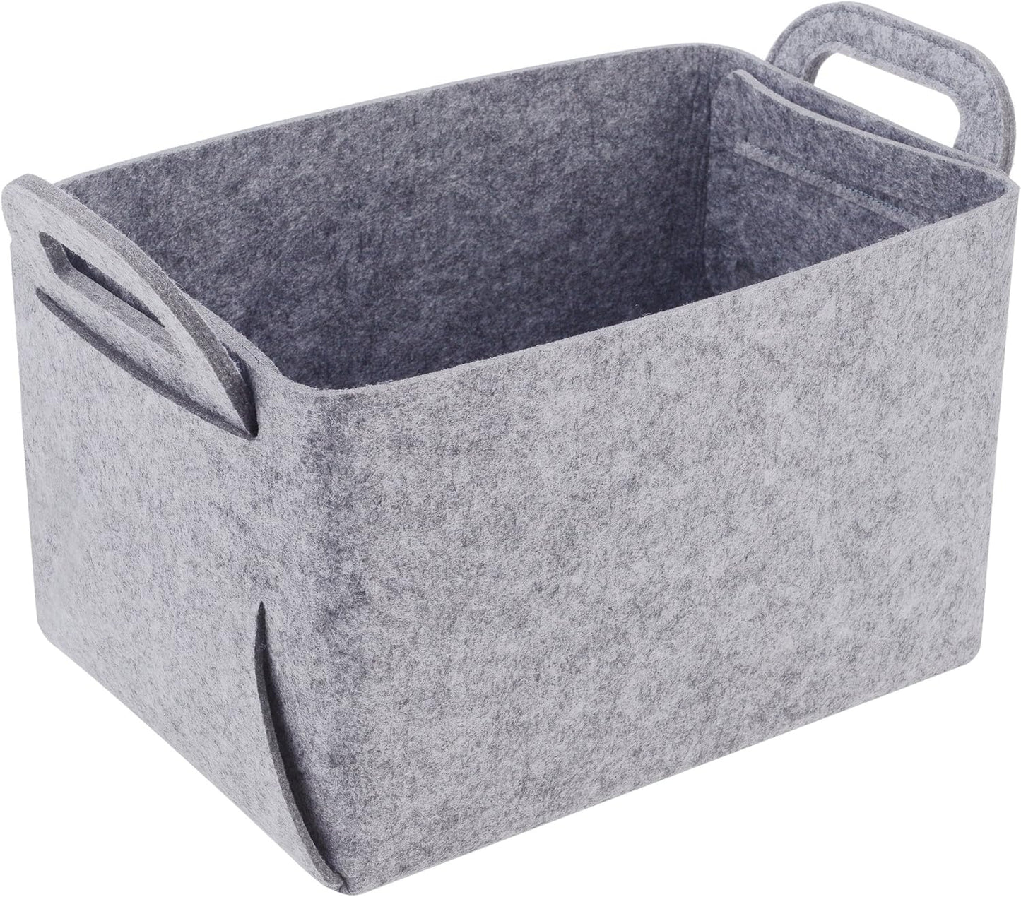 Minoisome Storage Basket Felt Storage Bin Collapsible& Convenient Box Organizer with Carry Handles for Office Bedroom Closet Babies Nursery Toys Laundry (Light grey, 15.7inch（L）×11inch（W）×10inch（H）)