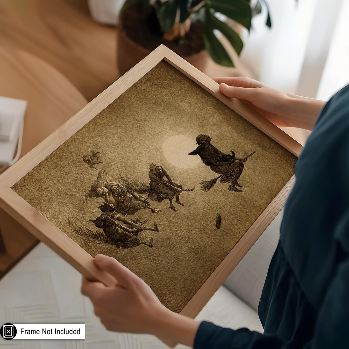 Poster Master Vintage Witches Ride Poster - Retro Flying Witches Print - Halloween Art - Pagan Art - Gift for Men & Women - Gothic Wall Decor for Living Room, Bedroom or Dorm - 16x20 UNFRAMED Wall Art