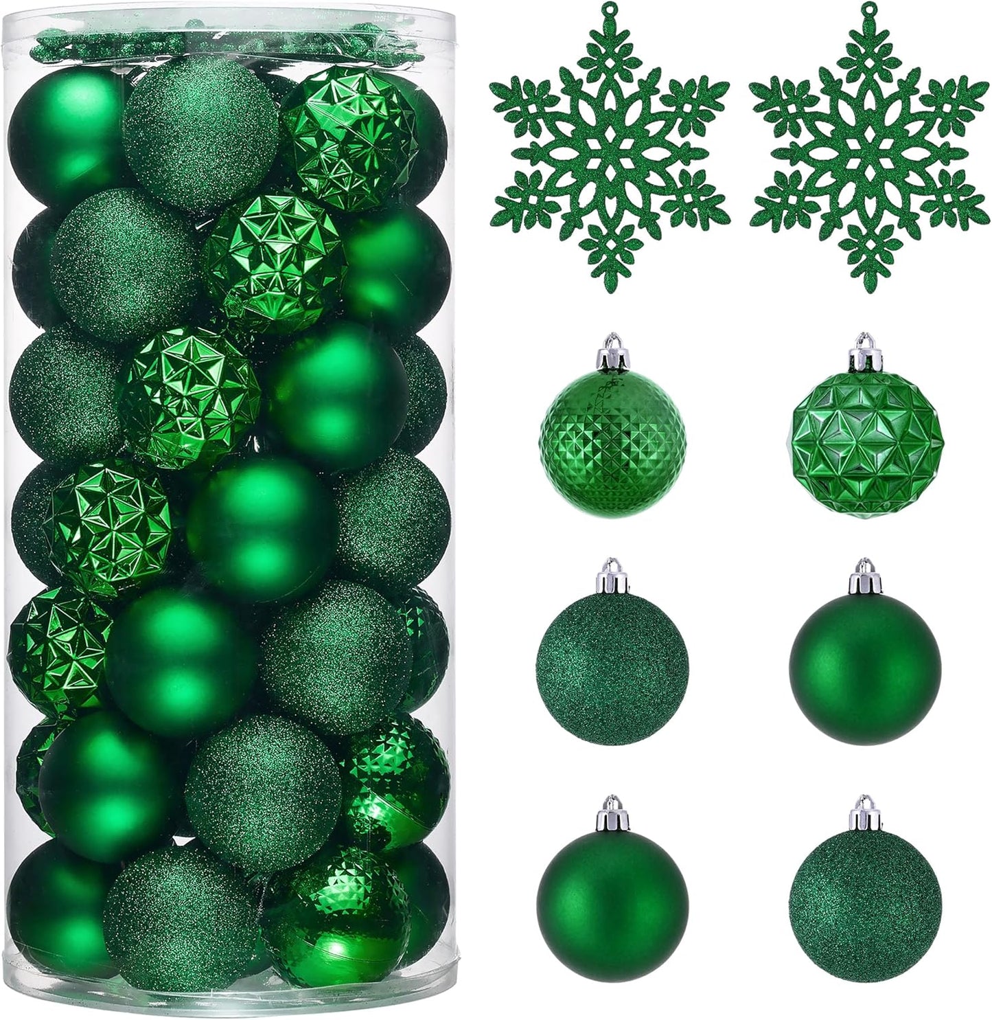 Valery Madelyn Christmas Tree Decorations Ornament Set for Fall Halloween, 50ct 2.36 Inches Emerald Green Shatterproof Christmas Ball Ornaments Hanging Xmas Holiday Party Decor