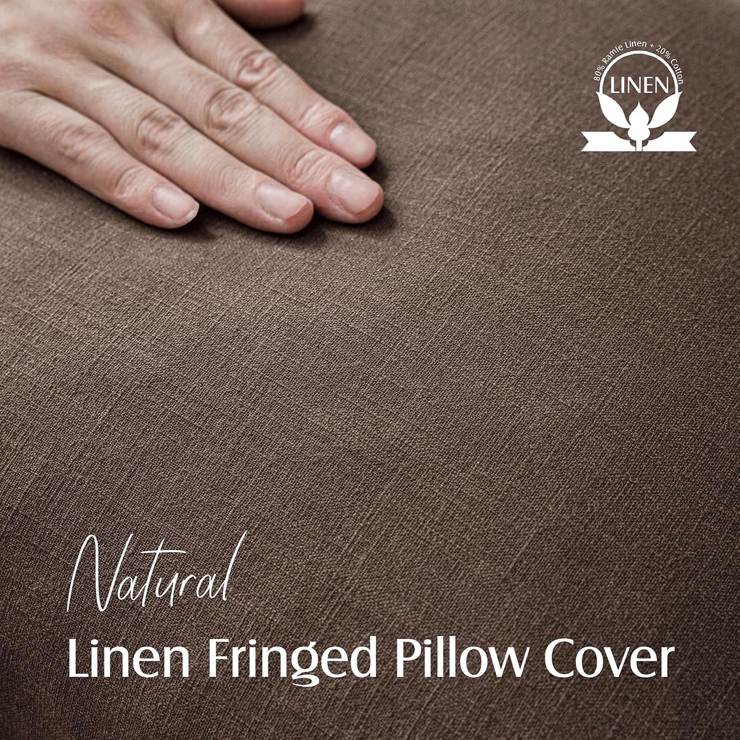 Foindtower Set of 2 Decorative Linen Fringe Throw Pillow Covers Boho Farmhouse Cushion Cover with Tassels Soft Accent Pillowcase for Couch Sofa Bed Living Room Home Decor,24×24 Inch,Reddish Brown