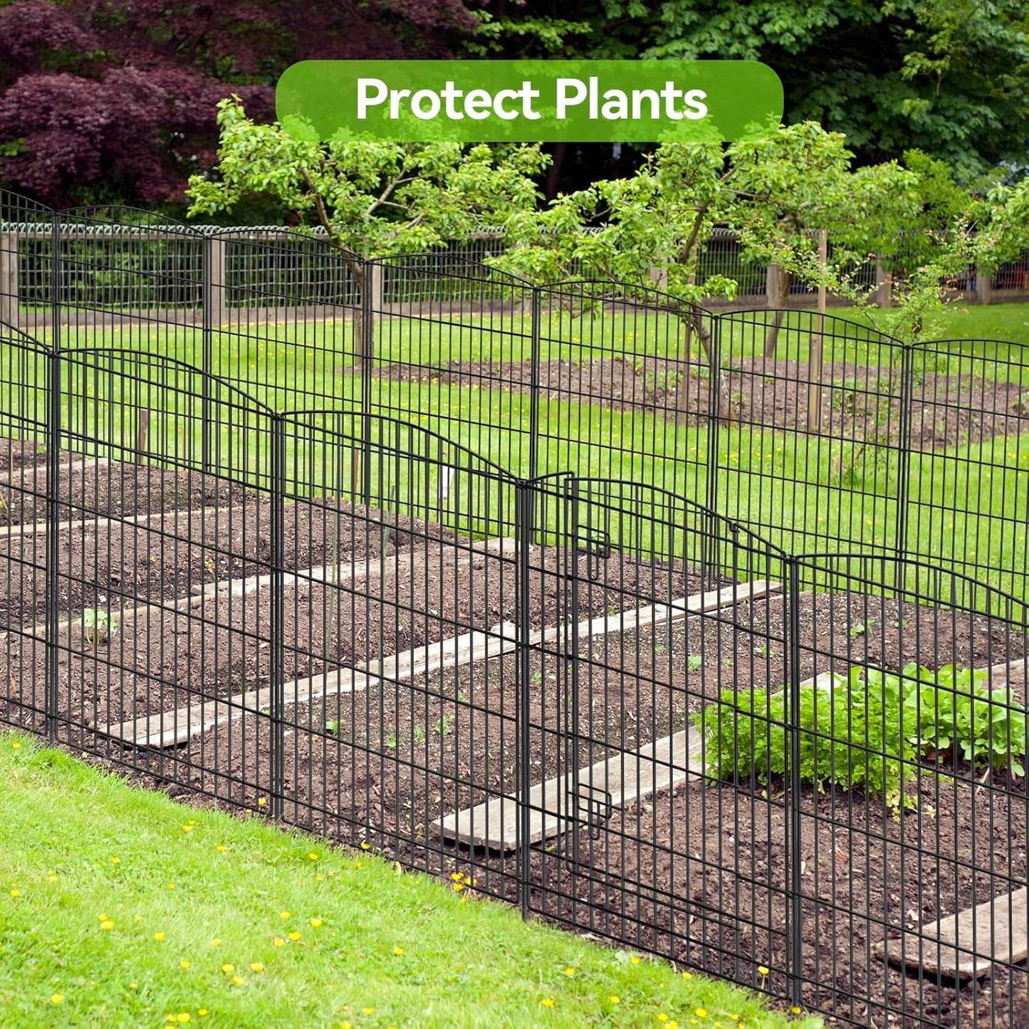 INJOPEXI Decorative Garden Fence 12 Panels 26ft (L)×36in (H) Garden Fences with 11 Panels + 1 Gate, No Dig Animal Barrier Rabbit Fencing Rustproof Metal Wire Temporary Dog Fence for Patio Outdoor Yard