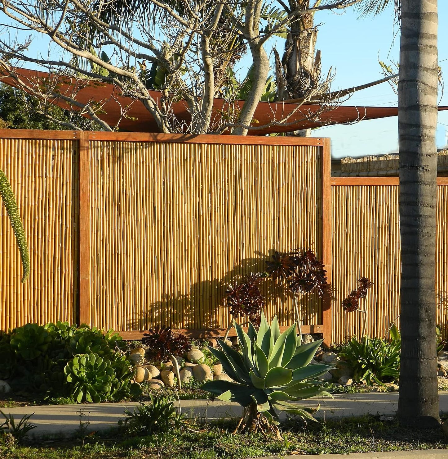 Backyard X-Scapes Natural Bamboo Fencing Decorative Rolled Fence Panel 1 in D x 4 ft H x 8 ft L