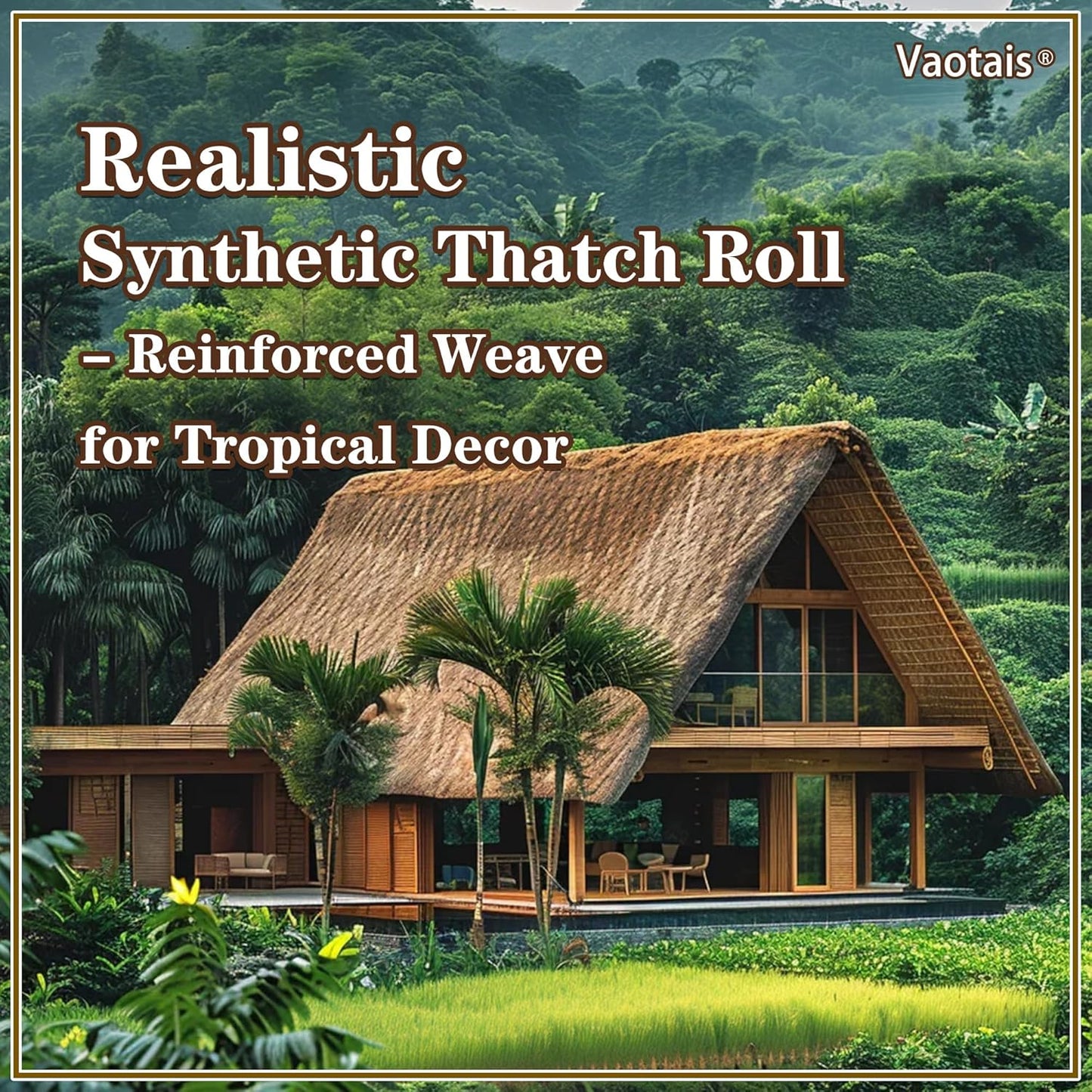 Realistic Synthetic Thatch Roll Sun-Bleached Yellow - 18 & 30 Inch Widths - Reinforced Weave for Mexican Palapa, Tiki Bars, Hawaiian Parties & Patio Decor (18 Inch Width x 15 Feet Length)