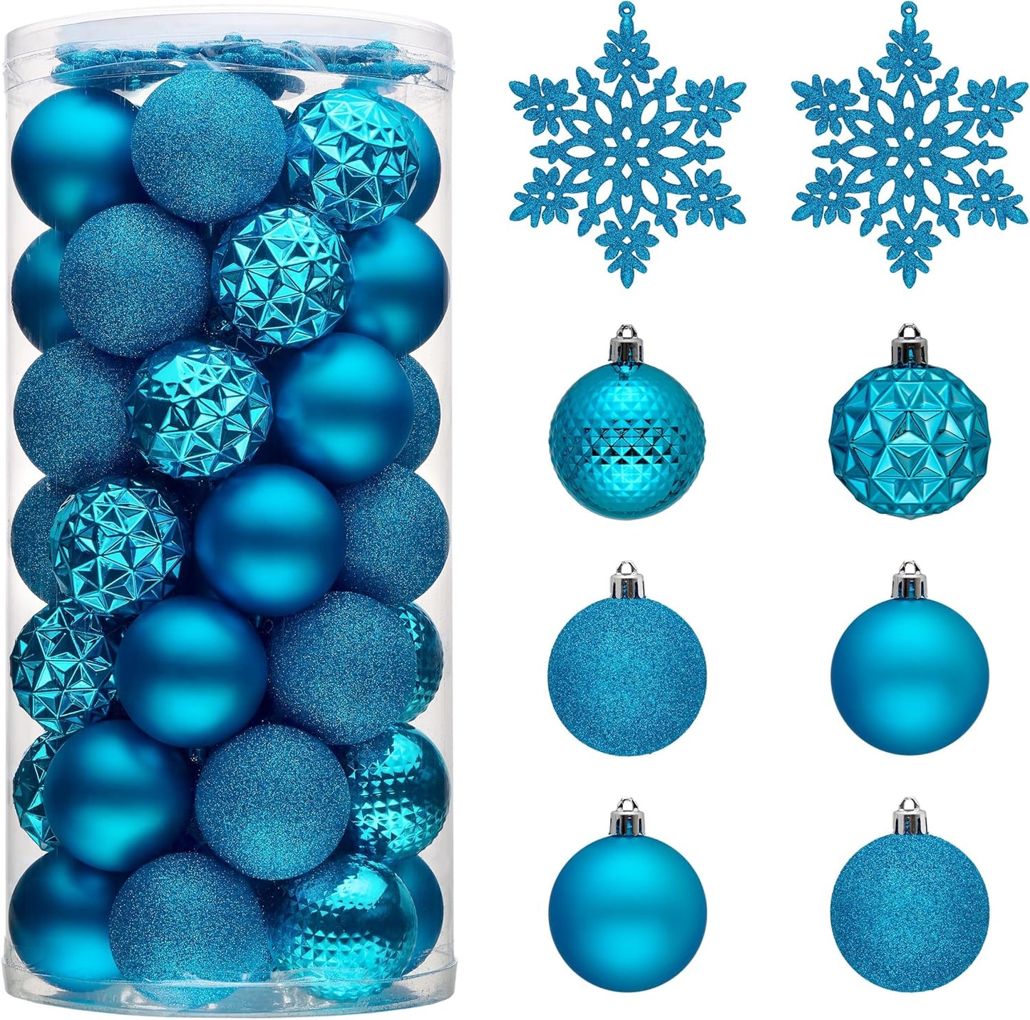 Valery Madelyn Christmas Tree Decorations Ornament Set for Fall Halloween, 50ct 2.36 Inches Blue Shatterproof Christmas Ball Ornaments Hanging Xmas Holiday Party Decor