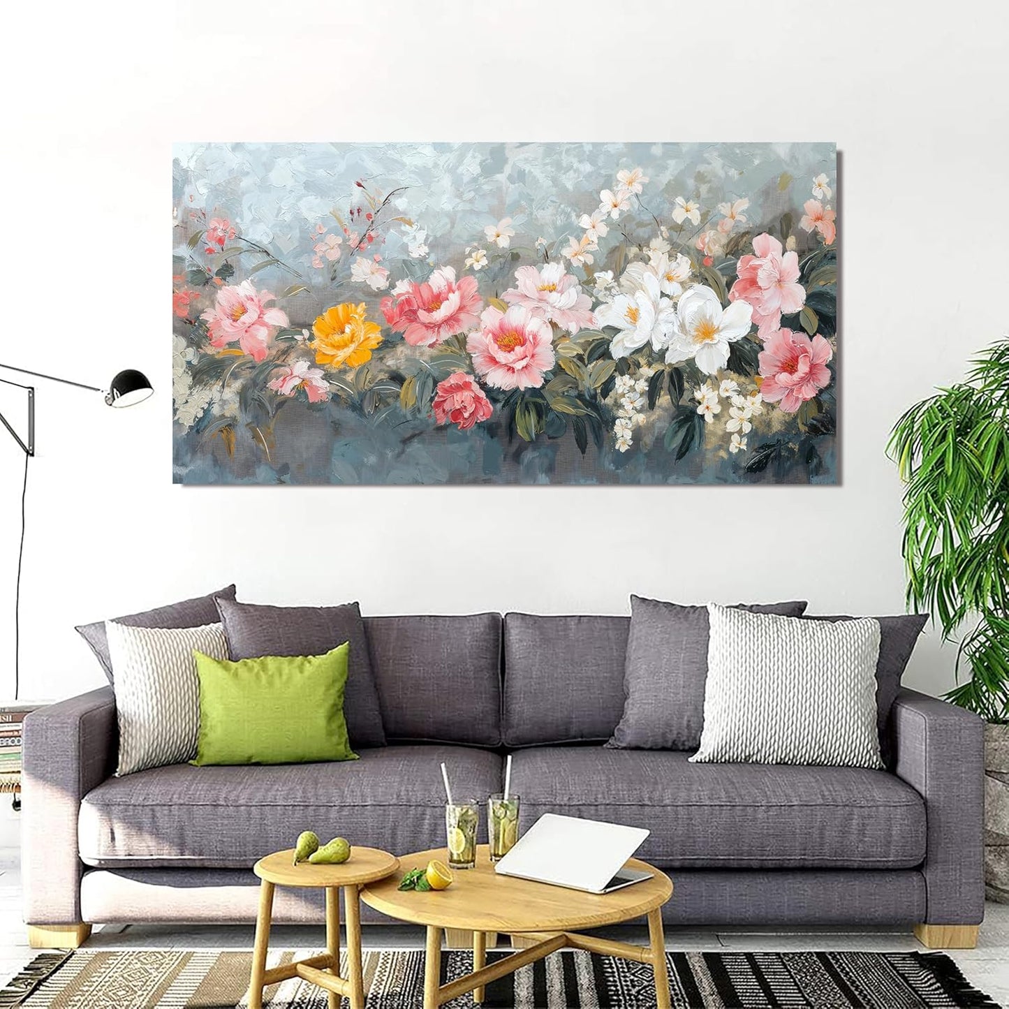 Canvas Wall Art Decor Colorful Flower Wall Art Decor Botanical Wall Decorations Paintings Modern Large Wall Decor For Living Room Artwork For Walls canvas prints For Bedroom Office Decor 24"X48"