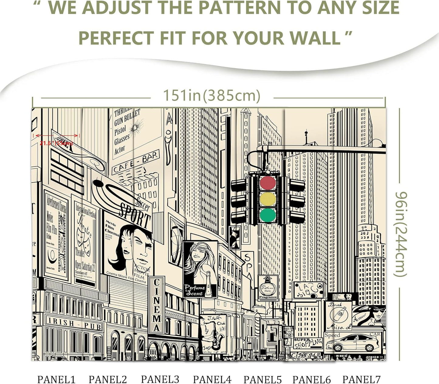 Vintage Yellow New York City Wall Mural Times Square Wallpaper for Bedroom Living Room(Not Peel and Stick)