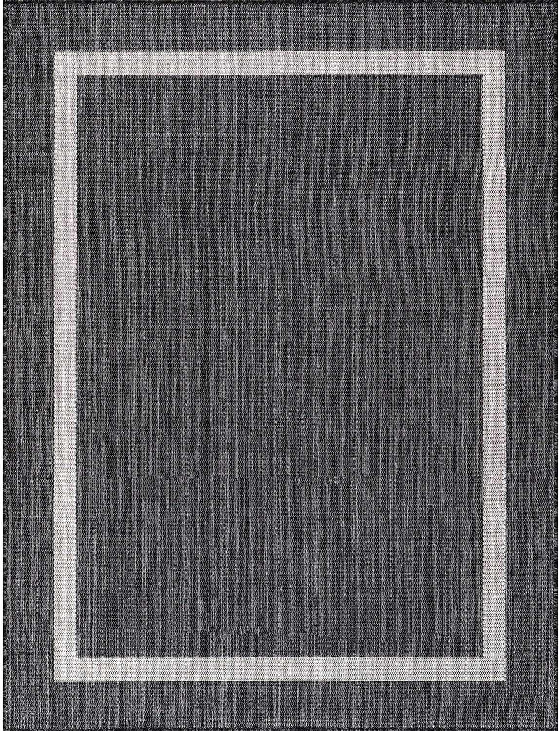 Bordered Outdoor Rug 9x12 Washable Outside Carpet for Indoor Patio Porch Waterproof Easy Cleaning Non Shedding Area Rugs Gray 9 x 12