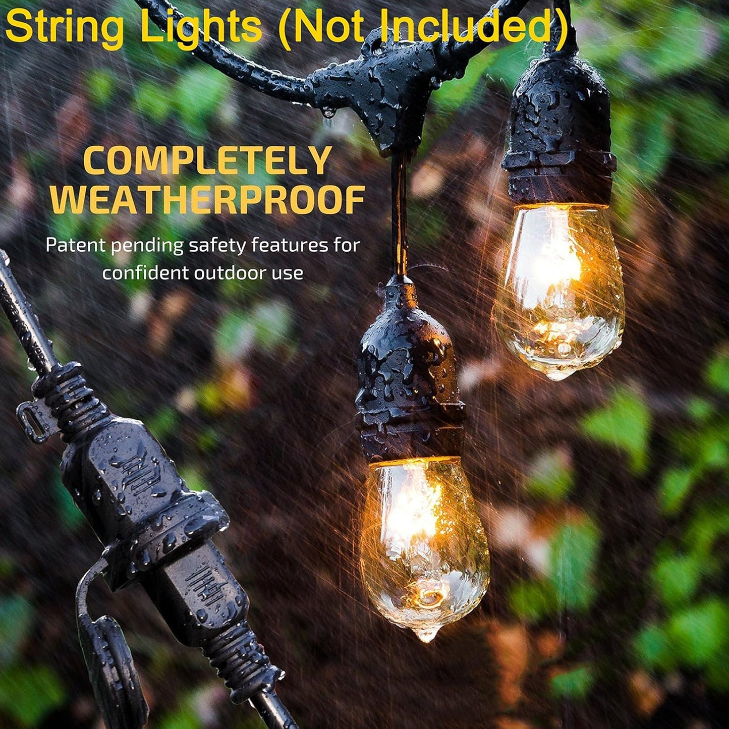 Max Power 200W Waterproof Outdoor String Lights Wireless Remote Control, 150Feet Range, Memory, Stepless Dimming, IP68 Waterproof. UL 3 Prong Remote Control Dimmer