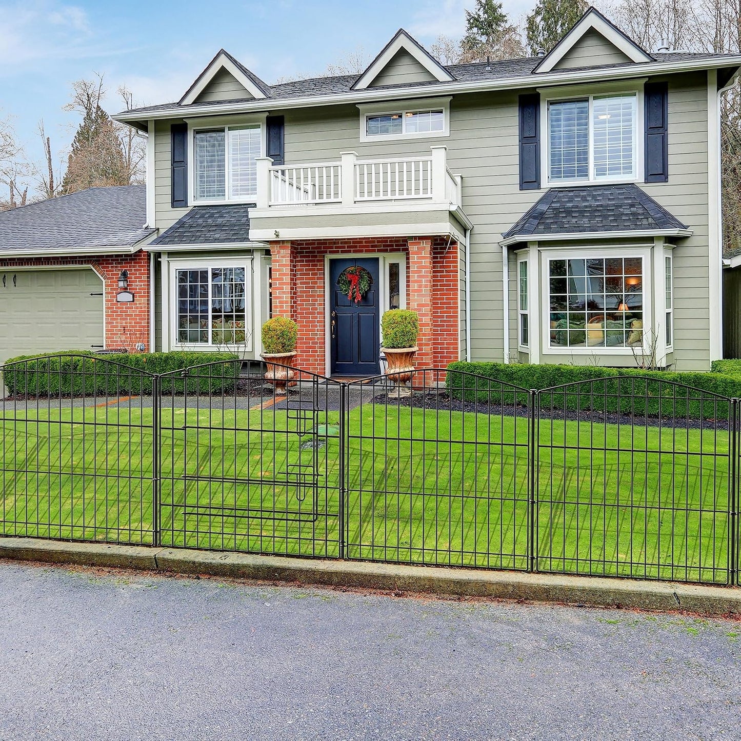 INJOPEXI Garden Fence 12 Panels 23.6ft (L)×24in (H) Decorative Garden Fences with 11 Fence Panels + 1 Gate Rustproof Wire No Dig Garden Fence Animal Barrier Fencing for Outdoor Backyard Patio - Black