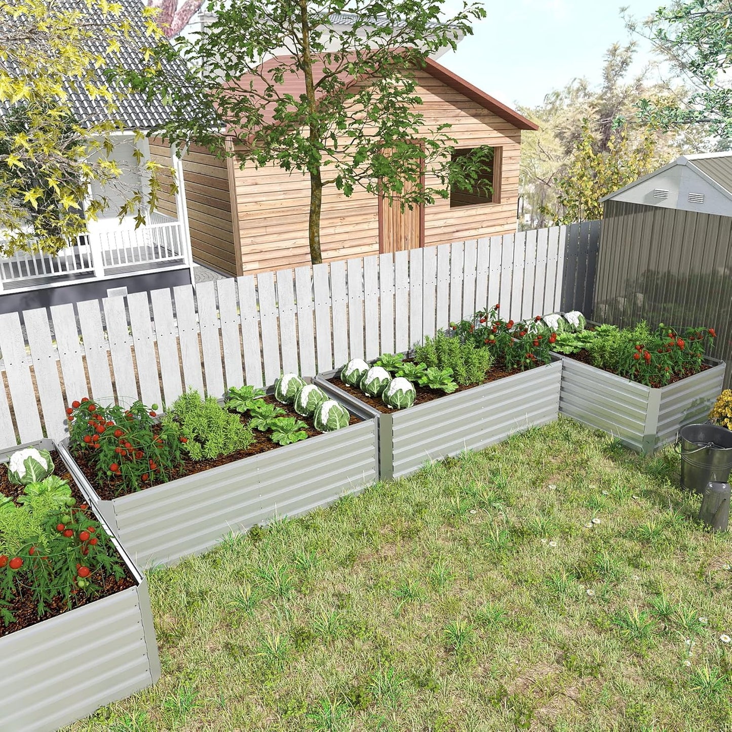 8x4x2 ft Outdoor Raised Garden Bed, Large Metal Planter Raised Beds, Planters for Outdoor Plants for Vegetables, Flowers, Herbs, Fruits, and Succulents.(2 Pcs)