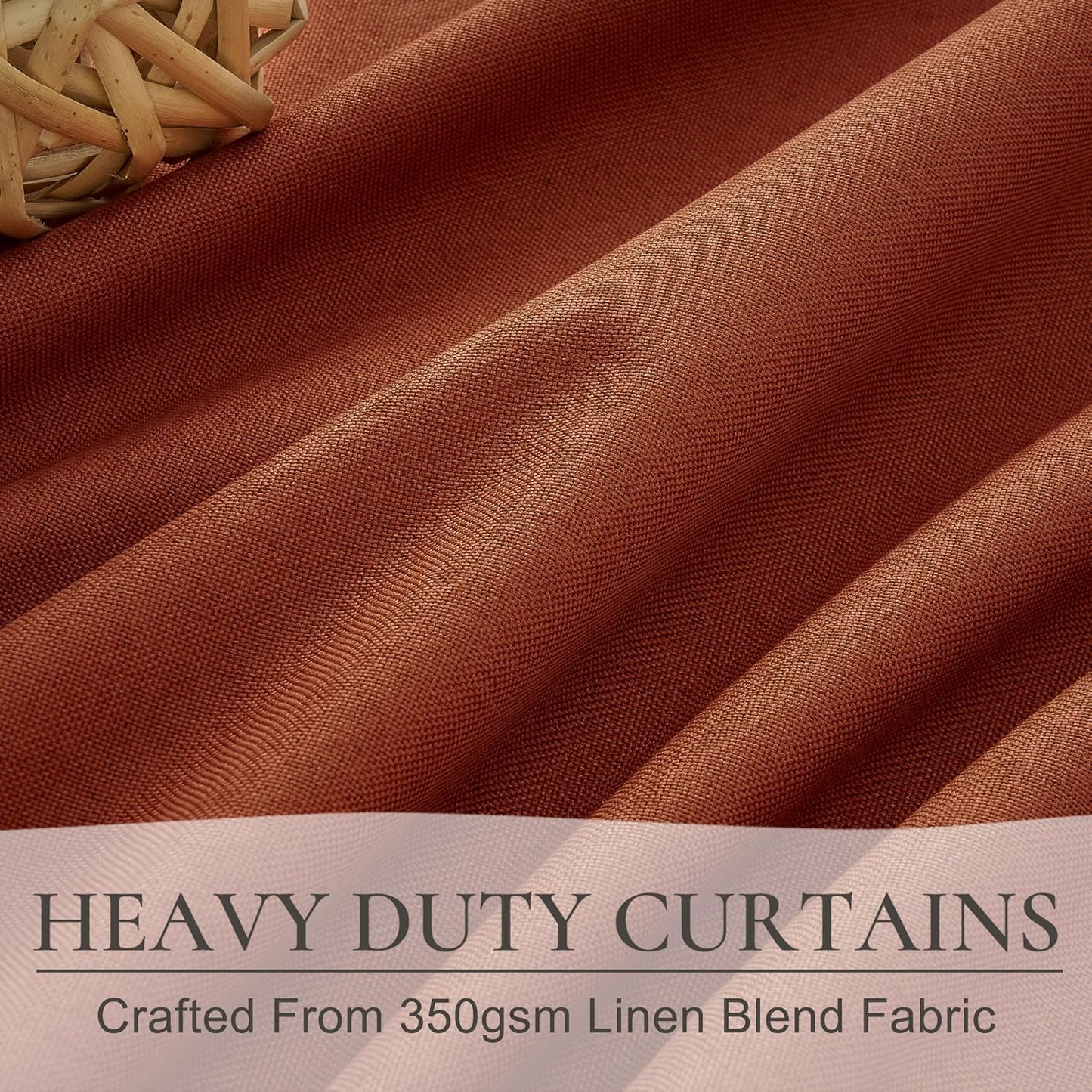 Fall Burnt Orange Curtains Pinch Pleated Blackout 96 Inches Long 2 Panels Set,Terracotta Autumn Color Decor Retro for Living Room/Bedroom Antique Copper Rust Boho 70s Window Drapes Thermal (W40"xL96")