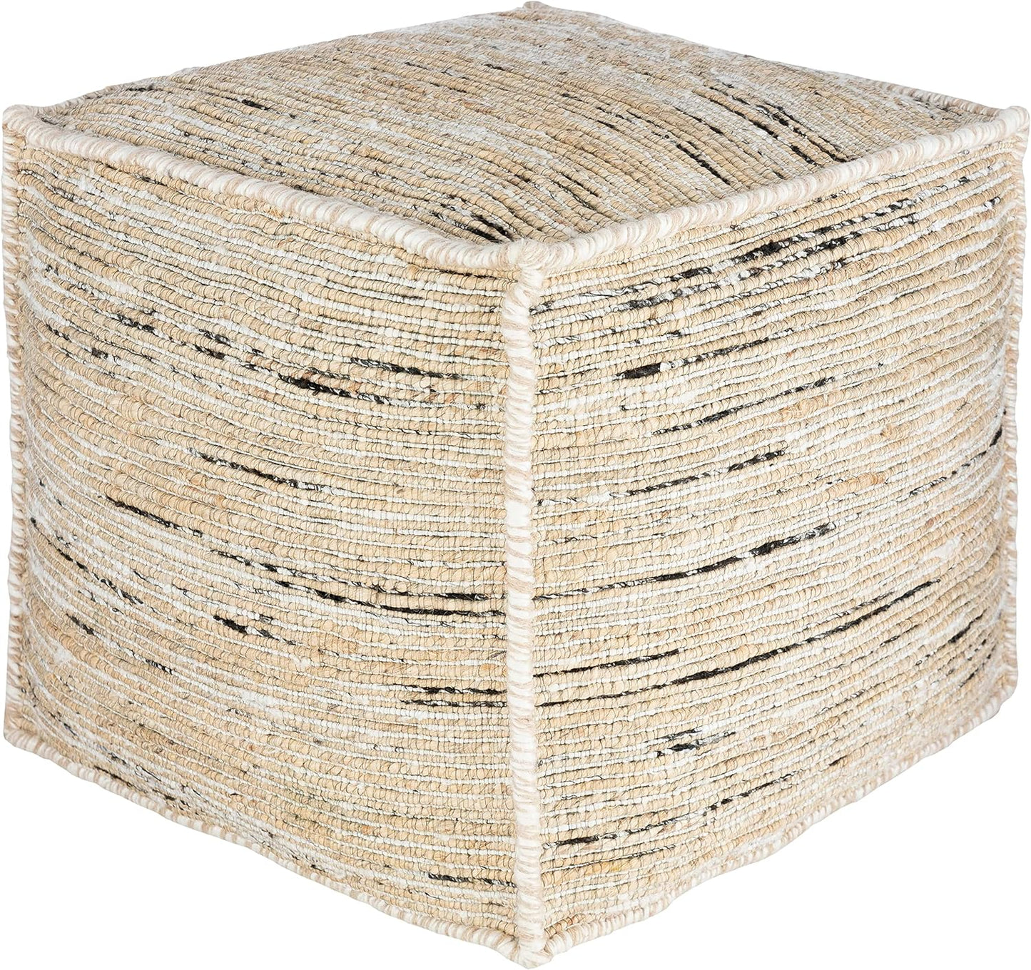 Mark&Day Pouf Ottoman, Langenzersdorf Natural Fiber Butter Cube Pouf Foot Rest for Living Room, Bedroom and Boho Home Decor (18"x18"x18")