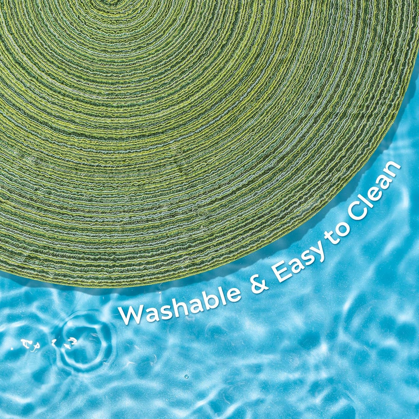 Leetaltree Round Placemats Heat and Slip Resistant Cotton Table Mats, Washable Bohemian Placemats for Dining Tables (Sage Green, Set of 4)