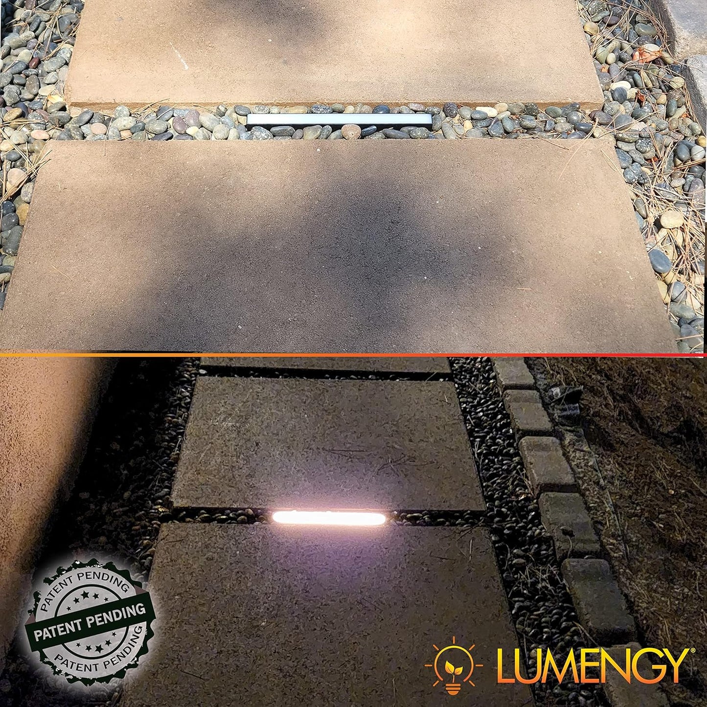 LUMENGY Paver Light Slim 0.5x6 Inch Glare-Free Steel Brick Lighting for Pavers, Walls, Driveway & Pathway Borders 2700K Warm White, Waterproof, Drive-Over Rated - 12V AC/DC